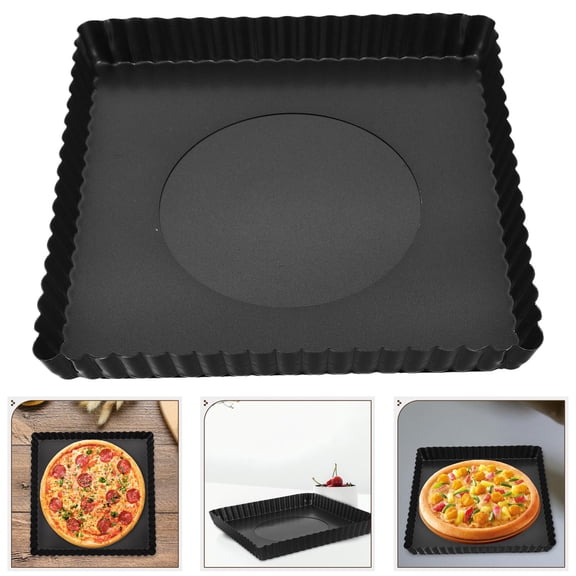 NICEXMAS Square Carbon Steel Pizza Baking Pan with Removable Bottom and Heat Distribution