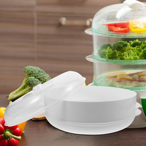 NICEXMAS Food Steaming Basket Steamer with Cover White Plastic 1 Set