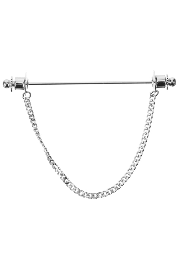 Men Collar Bar with Chain Metal Tie Pin Decorative for Clothing and Shirt
