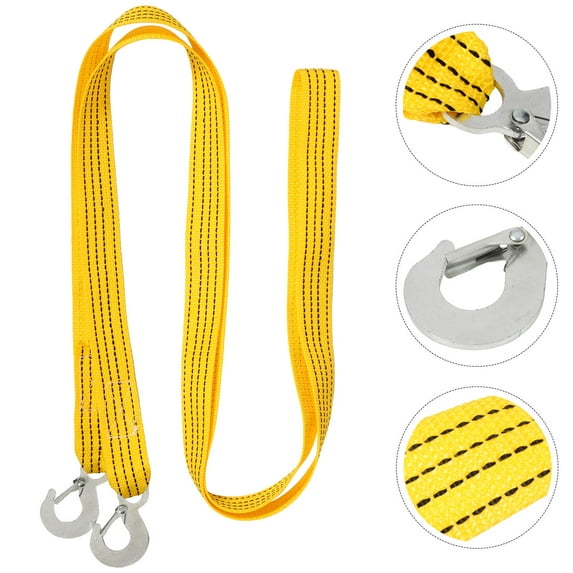 NICEXMAS Yellow Car Winch Rope with High-Visibility Fluorescent Safety Design and Heavy-Duty Secure Hooks