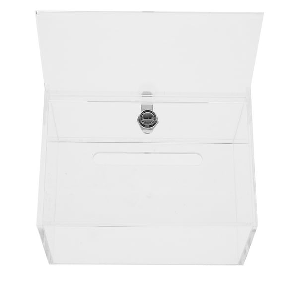 NICEXMAS Transparent Acrylic Donation Box for Fundraising with Locking Storage and Clear Design