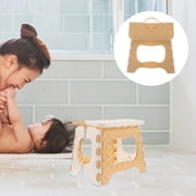 NICEXMAS Foldable Plastic Step Stool with Carry Handle in Khaki, Perfect for Kitchen, Bathroom, and Home Use