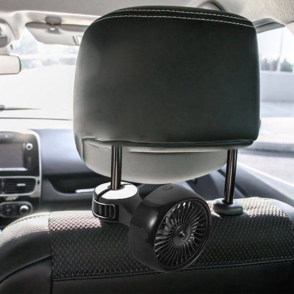 NICEXMAS USB Powered Black Car Fan for Backseat with Adjustable Direction and Modern Design