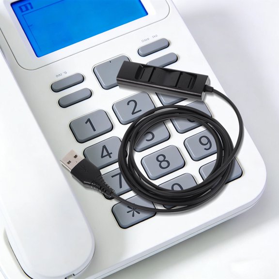 NICEXMAS USB Telephone Headset Conversion Cable with Volume Mute Mic Switch Black for Home Communication