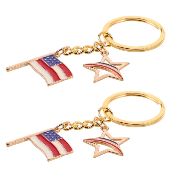 NICEXMAS Usa Flag Keychain Metal Keyring Assorted Color for Key Storage 2Pcs