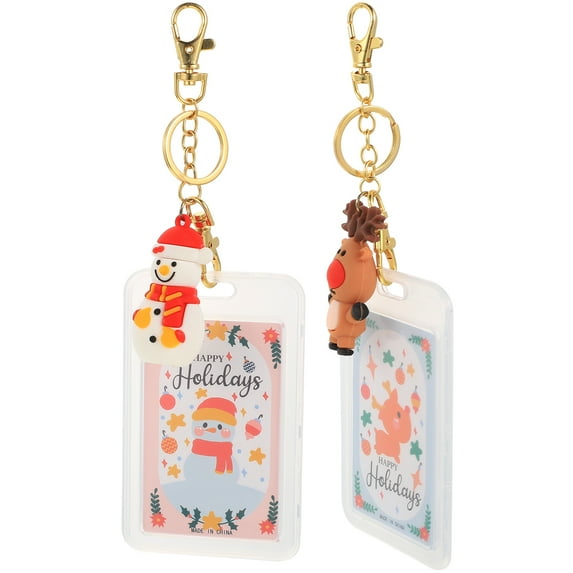 NICEXMAS 2Pcs Multifunction Card Holder Keychain with Sturdy Dual Side Clear Window and Assorted Colors