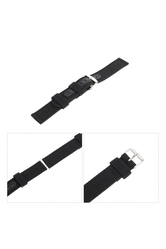 Waterproof Watch Band for Men 18mm Nylon Canvas Black 1Pack Universal Watch Strap