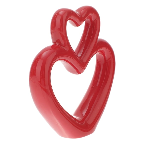 NICEXMAS Wedding Figurines Heart Figurine Red Ceramic 1 Set