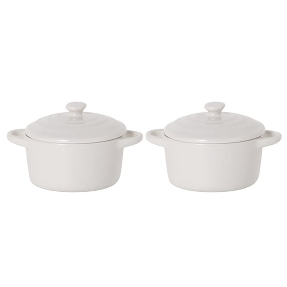 NICEXMAS Ceramic Pudding Bowl Round Stew Bowls for Kitchen 2Set