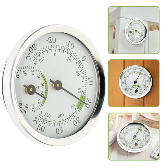 NICEXMAS Window Round Micro Humidity Thermometer Baby Room Silver