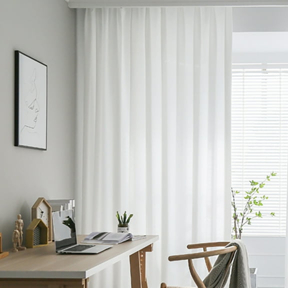 NICEXMAS Window Screening Balcony Curtains See Through Curtains Translucent Solid Color White 200.00X100.00X0.50CM