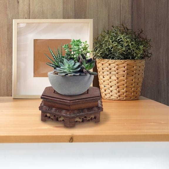 NICEXMAS Light Brown Wooden Plant Riser for Indoor Decor Vase and Fish Bowl Display