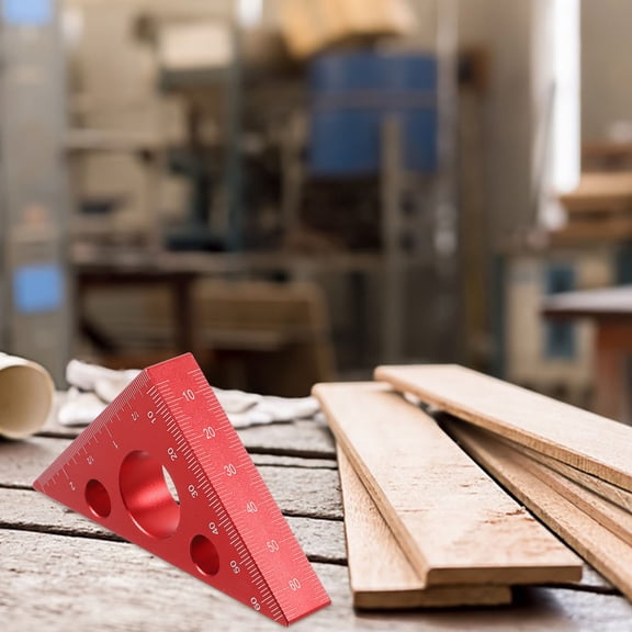 NICEXMAS Red Carpenter's Triangular Rule Aluminum Alloy Woodworking Ruler Tool