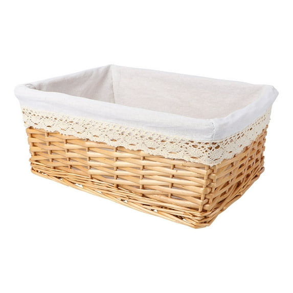 NICEXMAS Multipurpose Wicker Basket with Washable Liner for Bedroom Bathroom Office Use