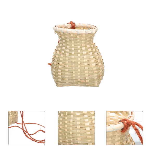 NICEXMAS Tea Storage Organizer Woven Basket Tea Holder Natural Color 1Set