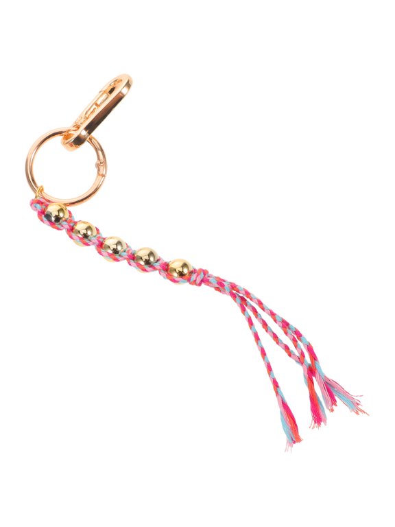 Red Bohemian Ethnic Style Keychain Braided Lanyard with Lucky Bead