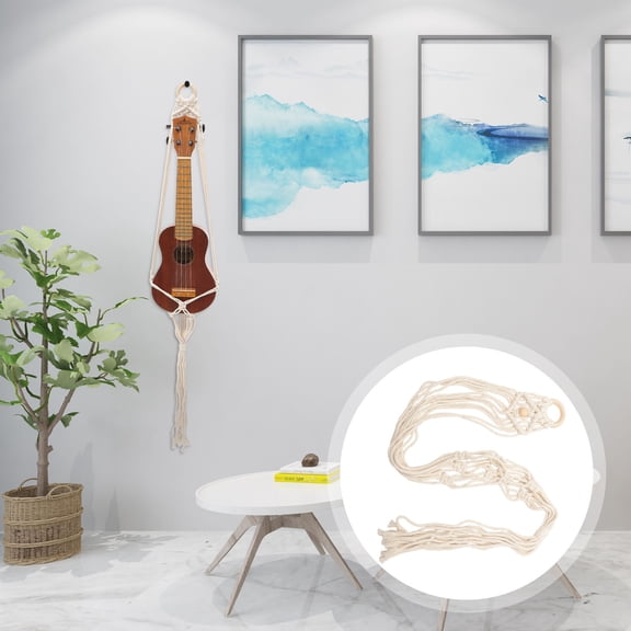NICEXMAS Cotton Rope Guitar Wall Mount Hanger for Ukulele and Small String Instruments, Indoor and Outdoor Use