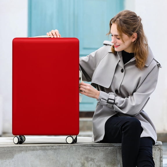 NICEXMAS luggage wrap Elastic Travel Luggage Cover Red 1Pcs Protective Travel Design Stretch Fabric