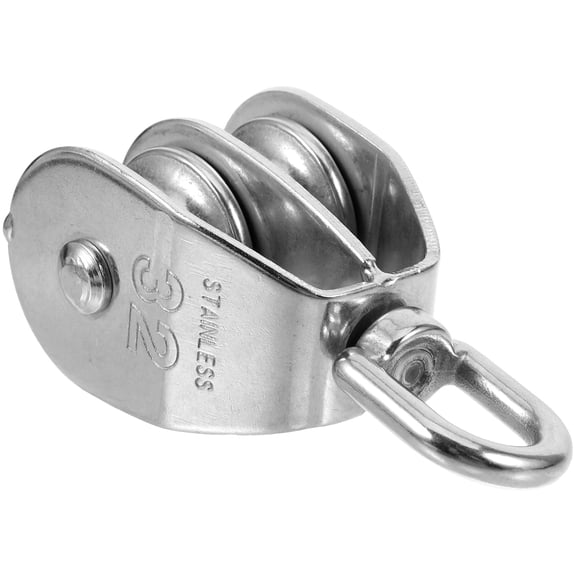NICEXMAS Stainless Steel Double Pulley Block Outdoor Lifting Pulley with 360 Degree Rotation