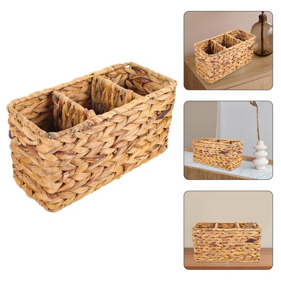 NICEXMAS Hand Woven Brown Storage Basket for Bathroom Kitchen Desktop Use