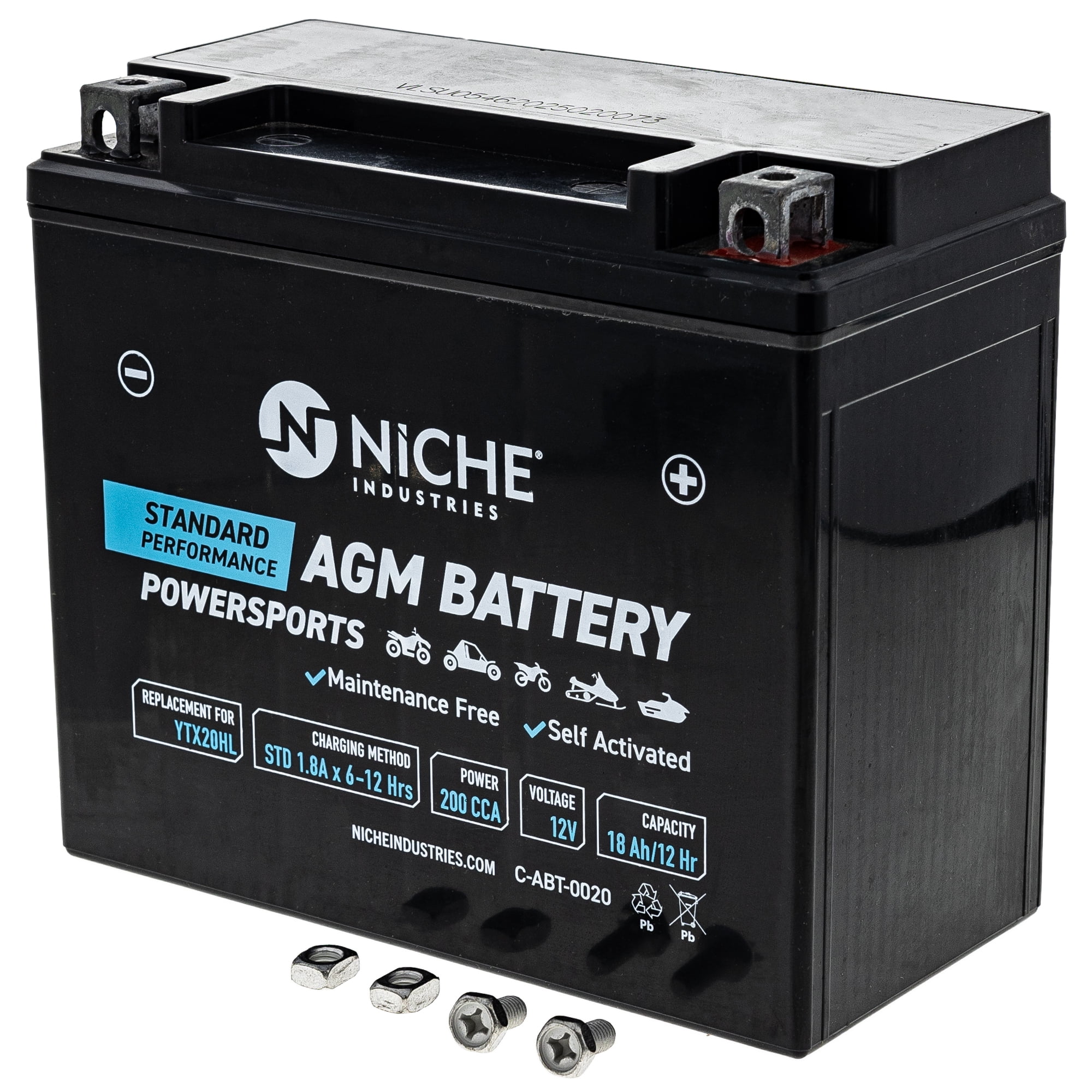 Niche AGM Battery YTX20HL for Yamaha Can-Am Honda Kawasaki 519-CAB2242T ...