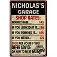 thumbnail image 1 of NICHOLAS'S Garage Shop Rates Sign Man Cave Decor 12 x 18 Matte Finish Metal 112180010067, 1 of 1