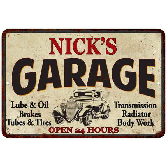 NICK'S Garage Man Cave Metal Sign Decor 8x12 108120014311