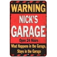 thumbnail image 1 of NICK'S Garage Warning Man Cave Wall Decor 8x12 Metal Sign 108120030311, 1 of 1