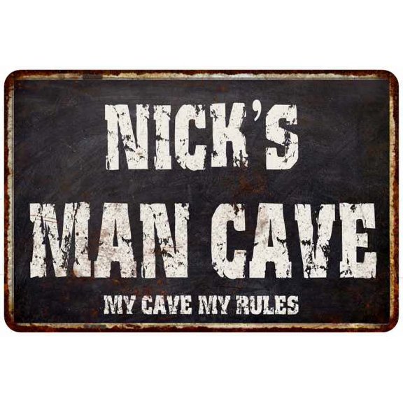 NICK'S Man Cave Black Grunge Sign Home Decor Gift Cave Funny 208120004095