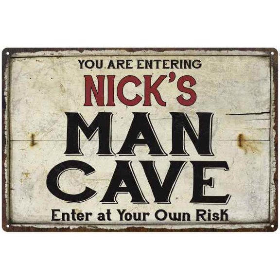 NICK'S Man Cave Sign Rustic Garage Decor Gift 8x12 Metal 108120035311