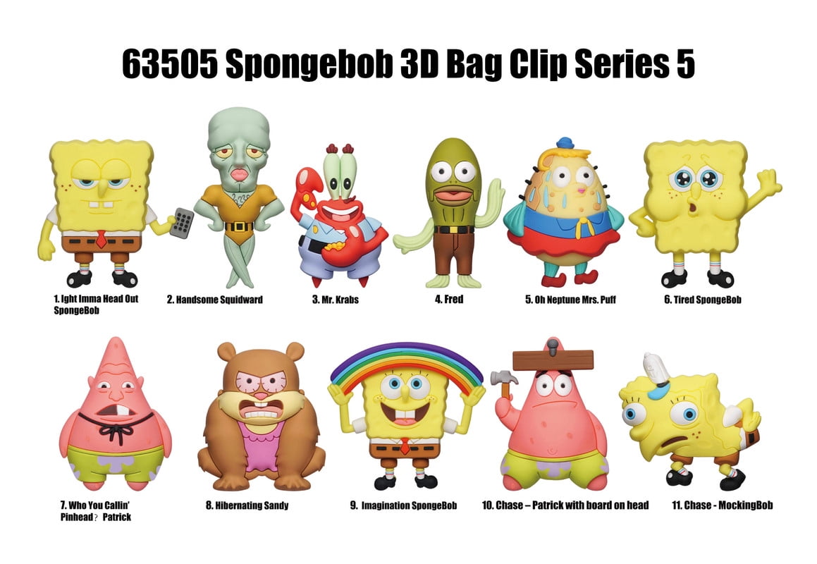 Nickelodeon 3D Foam Bagclip Series 5, SpongeBob, Patrick, Sandy