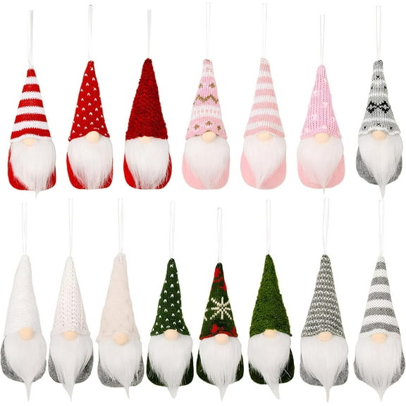 NICKSUN 15PCS Tiny Christmas Gnomes Ornaments, Swedish Elf Plush Dcor for Desk, Mantle,Tree,Bay Window, Ideal Holiday Decor and Birthday Gift
