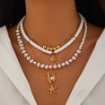 thumbnail image 1 of NICKSUN 18K Gold-Plated Pearl Layered Stack Chain Necklace Set Jewelry for Women Pearl Bohemian Style, 1 of 11