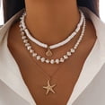 thumbnail image 1 of NICKSUN 18K Gold-Plated Pearl Layered Stack Chain Necklace Set Jewelry for Women Pearl Bohemian Style, 1 of 12