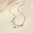 thumbnail image 1 of NICKSUN 18K Gold Plated Stainless Steel Ocean Beach Charm Necklace, Dopamine Colorful Enamel Starfish Seashell Daisy Pendant Necklace, Summer Vacation Boho Coastal Clavicle Jewelry for Women, 1 of 4