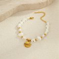 thumbnail image 1 of NICKSUN 18K Gold-Plated Stainless Steel Starfish & White Shell Lockbone Necklace - Coastal-Inspired Minimalist Chain for Women, 1 of 4