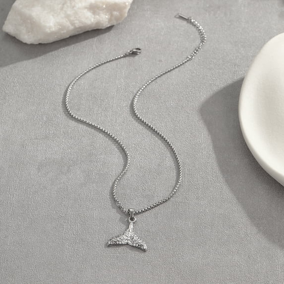 NICKSUN 18K Gold & Silver Plated Stainless Steel Pendant Necklace, Tropical Palm Tree Mermaid Tail Mushroom Charm Clavicle Necklace, Minimalist Summer Beach Vacation Jewelry for Women