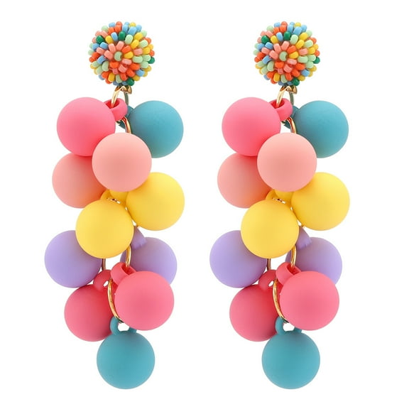 NICKSUN Acrylic Ball Beads Dangle Earrings for Women, Colorful Statement Earring Cute Candy Colored Drop Dangle Geometric Jewelry Earrings For Gift Party