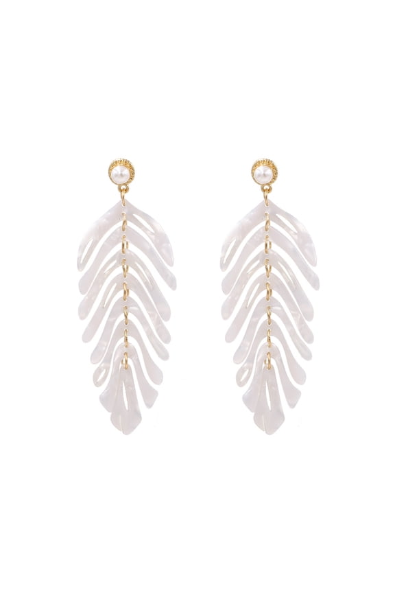 Acrylic Leaf Earrings, Lily Acetate Earrings Bohemian Unique Palm Leaf Drop Earrings Fashion Jewelry for Women