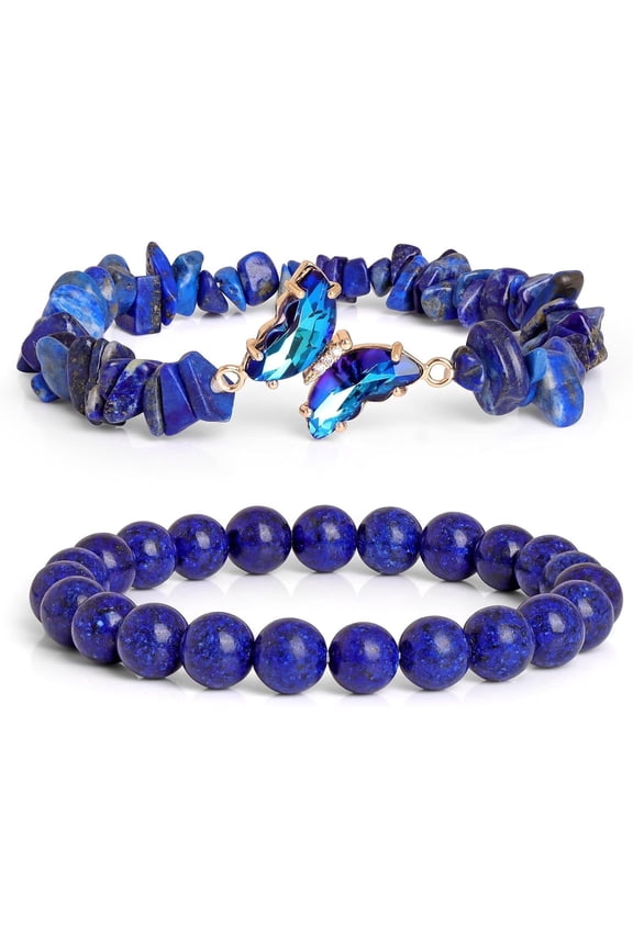 Amethyst Bracelet For Women Anxiety Amethyst Beaded Bracelets Butterfly Charms Healing Stone Layered Bracelet Gifts For Women