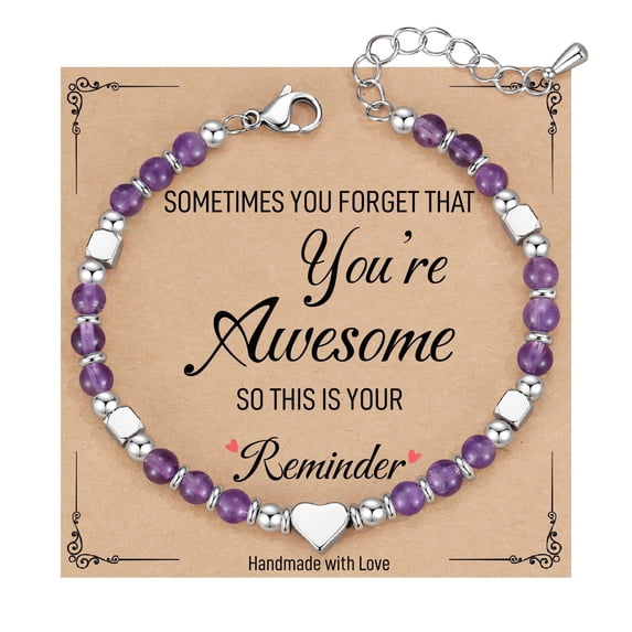 NICKSUN Beaded Bracelets for Women, Inspirational Heart Bracelets for Women, Natural Gemstone Amazonite Love Bracelets, Unique Gifts for Mom, Daughter, Wife, Sister, Friend Birthday
