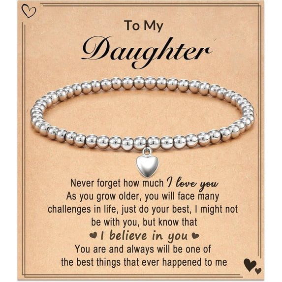 NICKSUN Beaded Bracelets for Women Dainty Heart Bracelet for Women Stretch Bead Ball Bracelet Trendy Jewelry Gifts