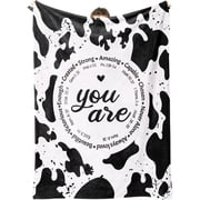 NICKSUN Bible Verse and Cow Print Blanket, Cow Gifts for Women, Inspirational Christian Gifts for Women Girls, Mothers Day Birthday Wedding Christmas Gifts, Sof