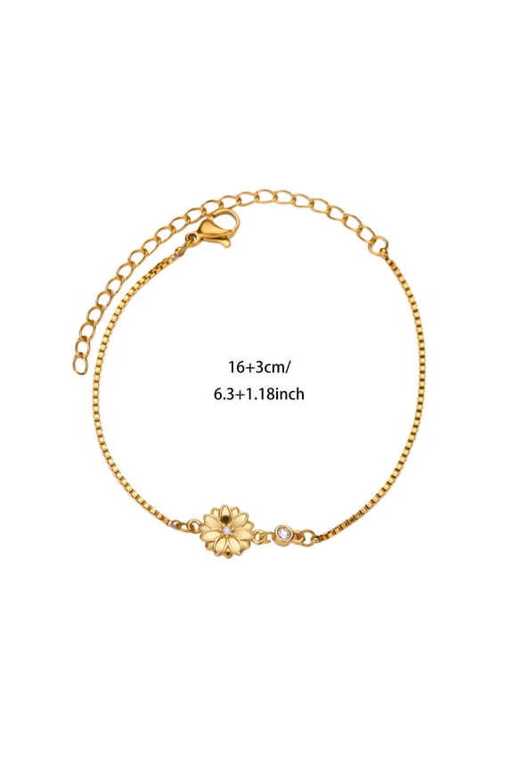 Birth Flower Bracelets, 14K Gold Plated Birth Month Floral Birthstone Charm Bracelets Wildflower Birthflower Jewelry Birthday Gifts for Women
