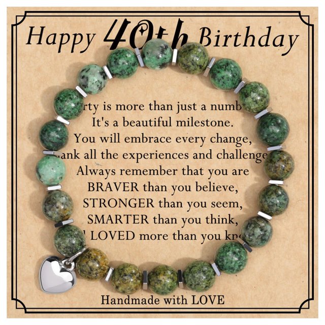 NICKSUN Birthday Gifts for Women, Natural Stone Bracelet With Writable Greeting Cards for Friends Mom Sister Grandma Daughter Wife