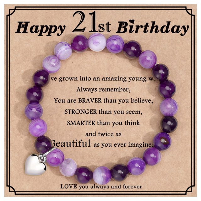 NICKSUN Birthday Gifts for Women, Natural Stone Bracelet With Writable Greeting Cards for Friends Mom Sister Grandma Daughter Wife