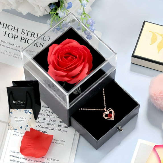 NICKSUN Birthstone Heart Women Necklaces, Birthstone Pendant Necklace, Adjustable Chain Gift Box, 12 Months Jewellery Valentines Gift For Her Wife Mom Birthday Wedding