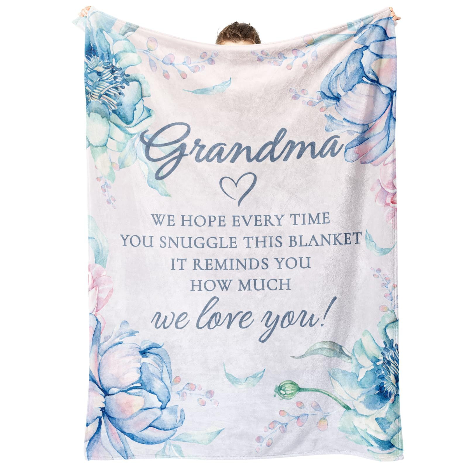 NICKSUN Blanket Gifts for Grandma, Grandma Birthday Gifts, Mother's Day Gifts for Grandma from Grandkids, We Love You Cozy Throw Blankets Present 50" x 60"