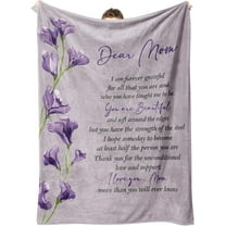 NICKSUN Blanket Gifts for Mom, Mom Blanket Printed with Words and Flower, Mother's Day Birthday Gifts from Daughter/Son, Soft Throw Blankets Presents 50" x 60"