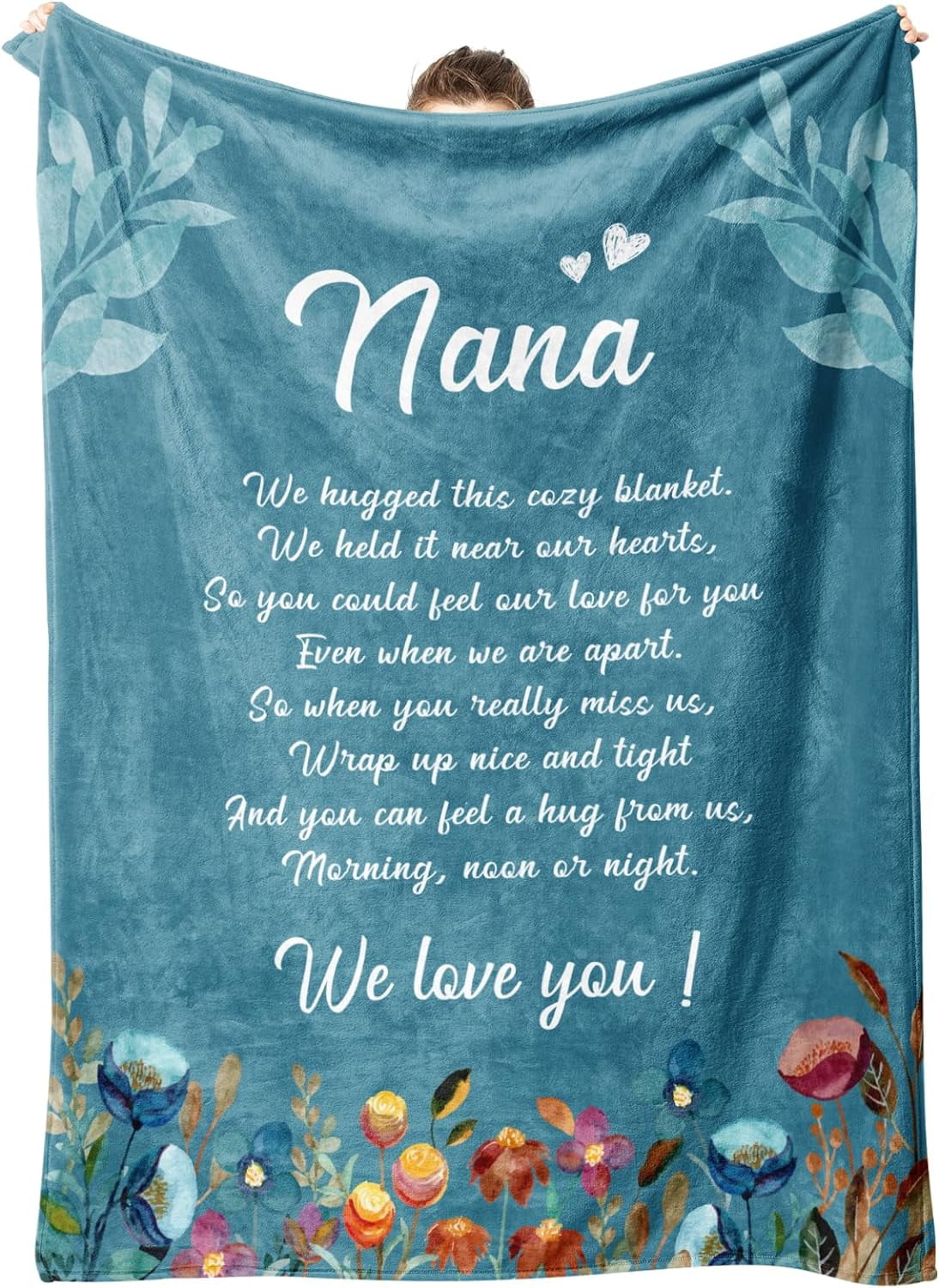 NICKSUN Blanket Gifts for Nana, Nana Birthday Gifts, Mother's Day Gifts for Nana Grandma from Grandkids, We Love You Throw Blankets Presents 50" x 60"
